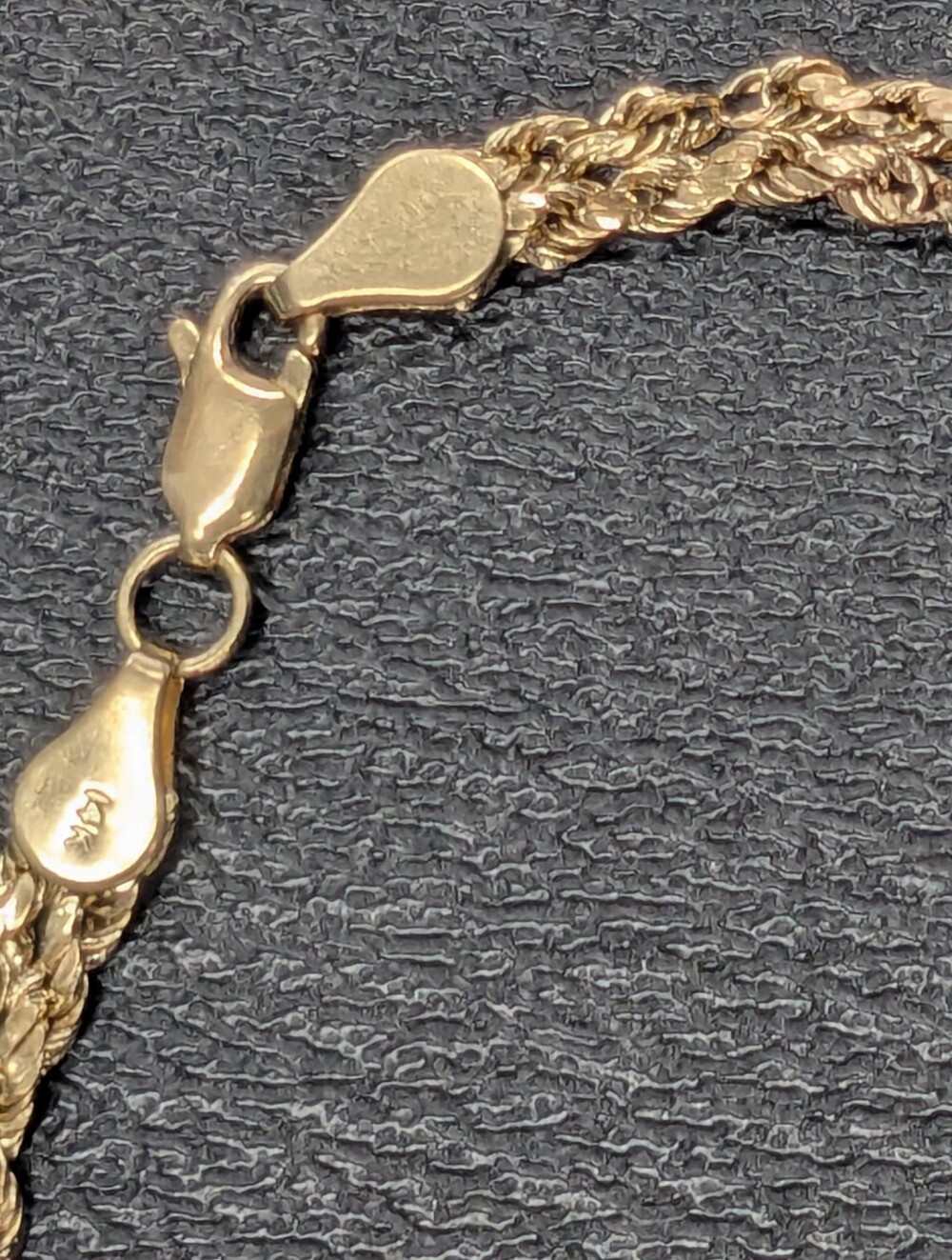 14k Yellow Gold Double Rope Bracelet With Rose Flower Details Women's 7.5" - Picture 11 of 16